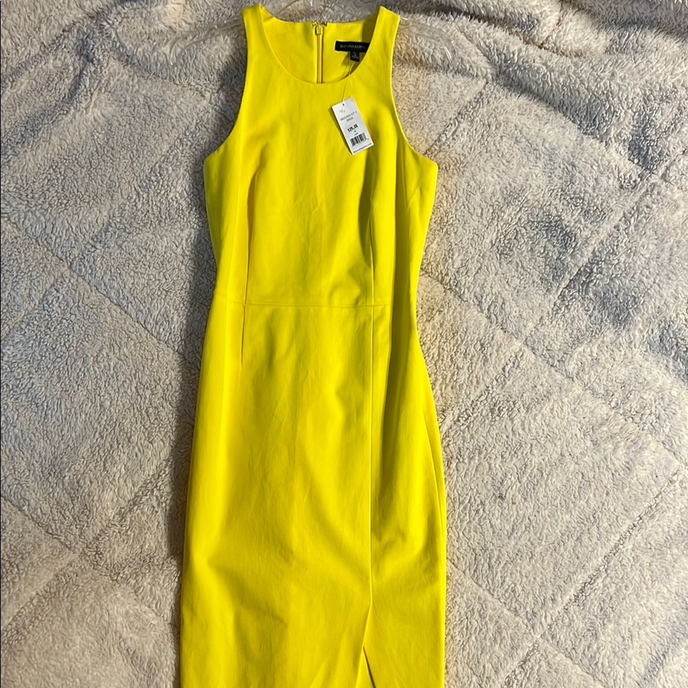 Banana Republic Yellow Halter Sheath Midi Dress